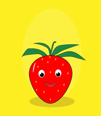 large strawberry picture on a yellow background , 