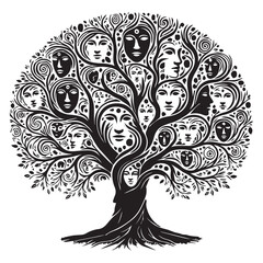 Obraz premium Elegant Celtic Tree of Life Silhouette Clipart - Tree Logo illustration Vector 