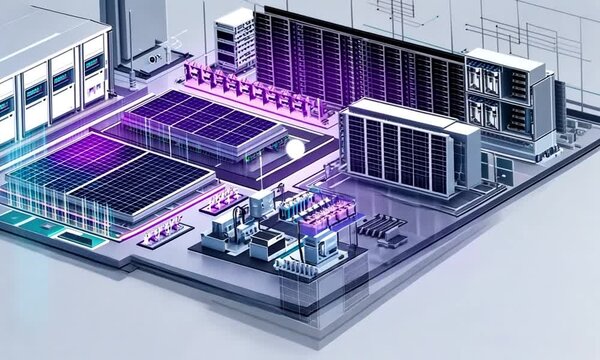 Isometric Illustration of a Modern Data Center with Solar Panels - Powered by Adobe