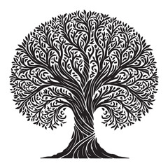 Obraz premium Elegant Celtic Tree of Life Silhouette Clipart - Tree Logo illustration Vector 