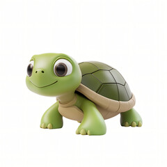 Fototapeta premium Happy cartoon turtle illustration with cheerful smiles in a cute, green, vector style for children’s art and toys