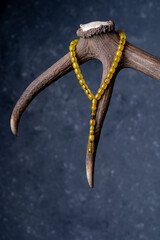 Ottoman prayer beads. Turkish prayer beads art concept detail shot.