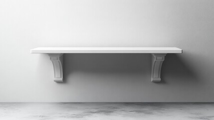 empty white table positioned against a pristine white wall, inviting creativity and minimalism in a clean and high-quality photo, emphasizing simplicity and elegance
