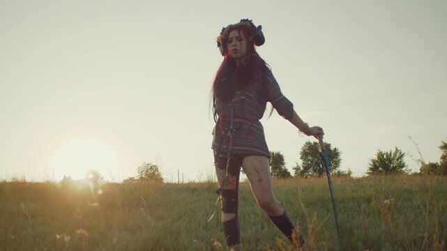 Beneath the canopy of an ancient oak, a conclave of women, adorned with wreaths, channels the spiritual energy of nature, their chants a bridge to the mystic realm.