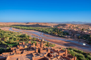 View of the famous fortress of Ait Ben Haddou in Morocco
