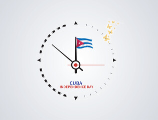 Cuba independence day banner template waving flag