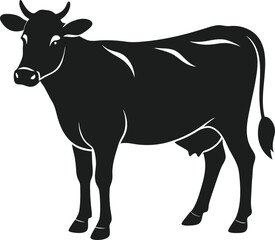 Cow Silhouette Vector Art - Standing Farm Animal Illustration