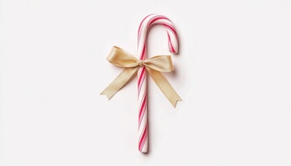 a red and white candy cane with a bow, sweet treat and classic Christmas decor, isolated on white background