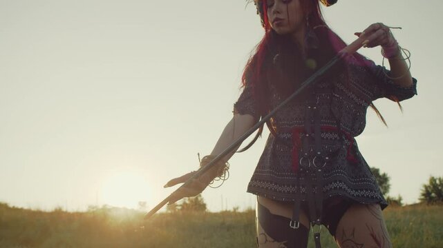 Surrounded by the lush tapestry of nature, a cadre of females enacts a time-honored ceremony, their connection to the earth deepened by the magic of their rituals.