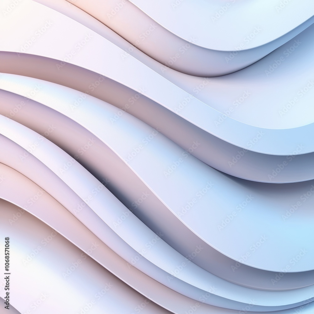 Poster elegant swirling waves in soft pinks and blues top-down view soft glow lighting gentle gradient crea