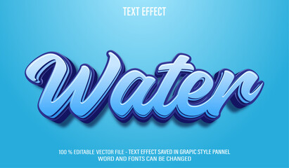 Water 3d editable text effect style