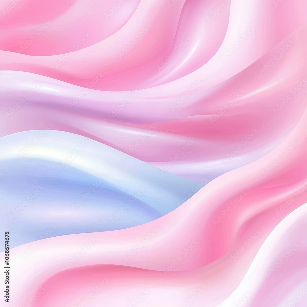 Poster elegant swirling waves in soft pinks and blues top-down view soft glow lighting gentle gradient crea