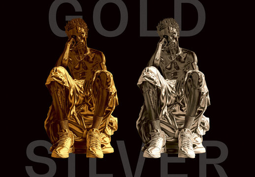 Realistic Gold And Silver Photo Effect Mockup