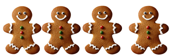 Gingerbread man cookie isolated on a transparent background,