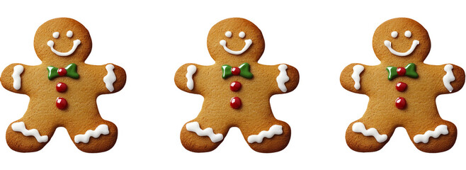 Gingerbread man cookie isolated on a transparent background,