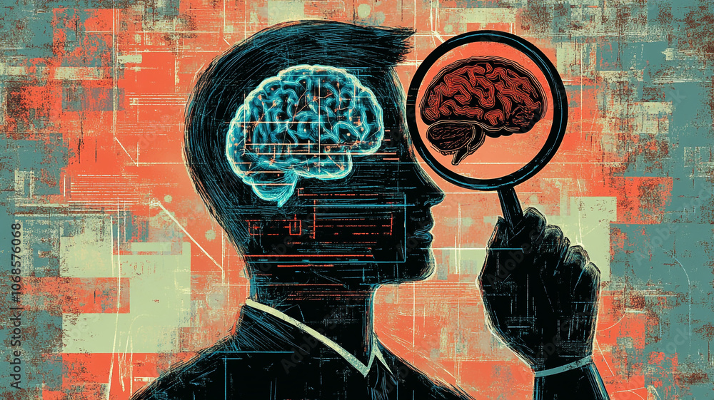 Poster exploring the connection between science and the human mind through artistic representation