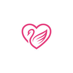 Swan Heart Logo design vector template