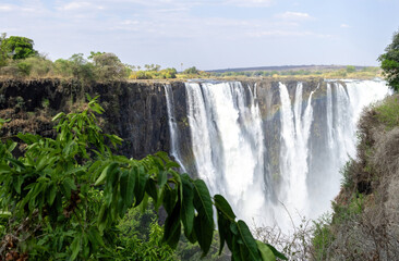 Victoria Falls, waterfall on the Zambezi River between Zambia and Zimbabwe. Africa