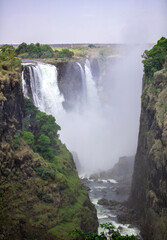 Victoria Falls, waterfall on the Zambezi River between Zambia and Zimbabwe. Africa