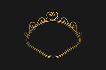 Elegant vintage gold retro frame on black background, with patterns, with empty space . Vector illustration