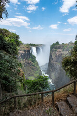 Victoria Falls, waterfall on the Zambezi River between Zambia and Zimbabwe. Africa