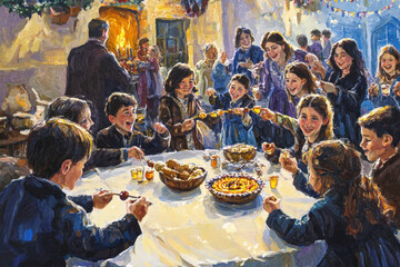 Joyful Family Gathering During a Festive Meal
