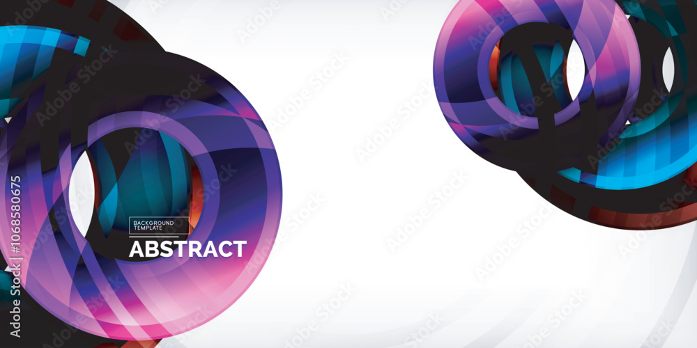 Poster bright colorful circles with light effects. abstract background