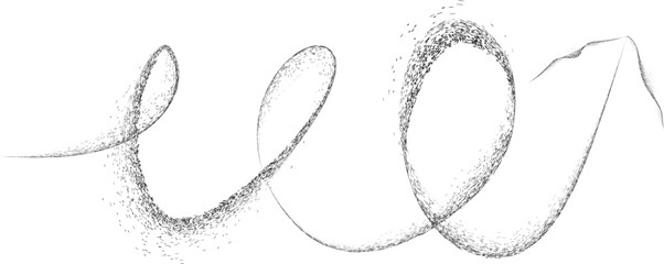 Curved arrow .Graffiti spiral line art design . Looped grungy arrow logo . Spray effect .Grunge curly arrow . Distressed element .Grunge swirly arrow vector. Spray paint curve direction design.