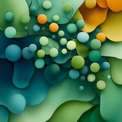 Colorful abstract composition showcasing the dynamic patterns and vibrant hues of the spindle shaped Acutodesmus obliquus microalgae cells captured in the style of a modern geometric botanical