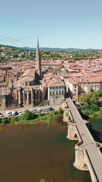 Aerial view of the Limoux town, France