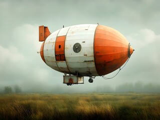 Obraz premium Cargo airships dirigible freight transporters leveraging advanced lighter than air technology automated cargo loading and networked fleet coordination set against a Steampunk inspired oil painted