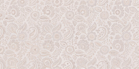 Seamless textured Damask wallpaper with floral soft pink pattern for antique design style