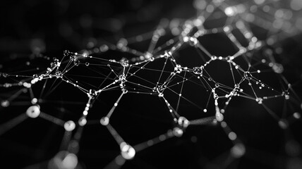 Obraz premium Macro view of a complex web of particles under low light conditions showcasing intricate patterns