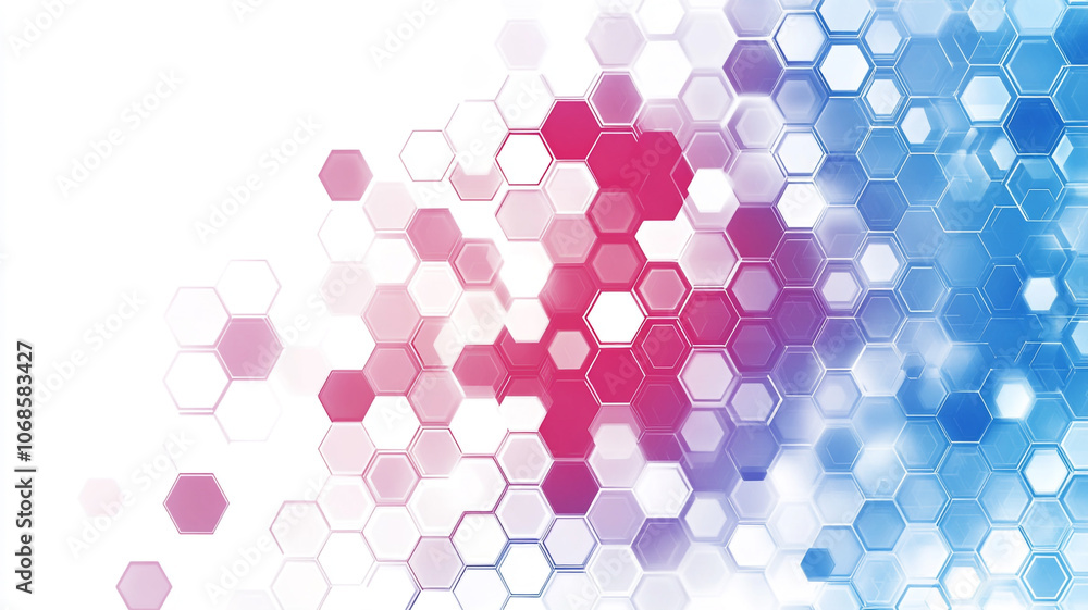 Aufkleber seamless hexagonal patterns in a modern design with blue and pink hues