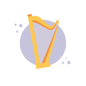 recommend clip art: Harp musical instrument on isolated white background. Harp icon. Vector illustration cartoon flat style.