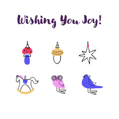 Simple Christmas tree toy illustration in minimalistic colors, perfect for holiday decor and cards. Ideal for holiday decor, gift cards, winter designs and festive designs