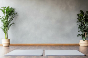 Serene Yoga Studio with Mats and Plants