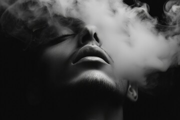 Artistic representation of human soul as smoke in black and white