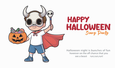 Happy Halloween Spooky Night time Scene 