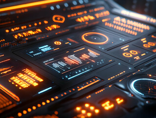 Obraz premium 3D Illustration Futuristic Interface Technology Data Panel Sci-Fi Control
