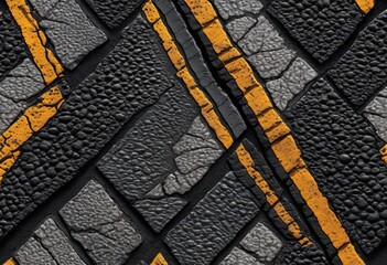 detailed close diverse asphalt surface patterns showcasing color unique designs, texture, pavement, road, material, grid, lines, crack, smooth, rough