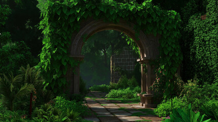 Fototapeta premium Old Stone Archway Covered in Ivy