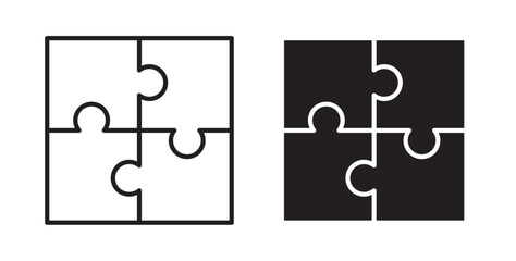 Puzzle icon. thin stroke and solid.