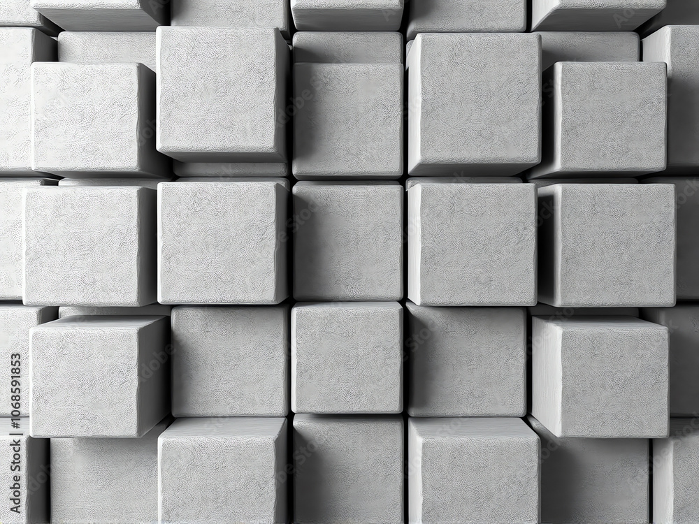 Poster textured arrangement of gray concrete blocks in a grid pattern showcasing modern architectural desig