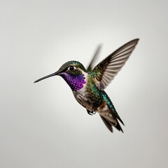 Obraz premium a hummingbird flying in the air on white solid background a stack of old books on white solid background