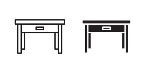 Bedside table icon. thin stroke and solid.