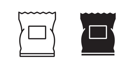 Chips bag icon. thin stroke and solid.