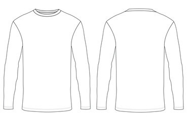 Long Sleeve T Shirt Images vector illustration template front and back