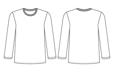 Long Sleeve T Shirt Images vector illustration template front and back