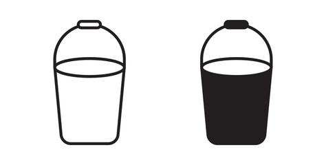 Water bucket icon. thin stroke and solid.